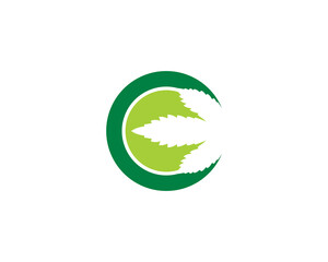 Letter C with Cannabis leaf logo vector 002