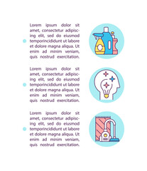 Household chemicals user ideas concept icon with text. Production improvement PPT page vector template. Lots of smart thoughts. Brochure, magazine, booklet design element with linear illustrations