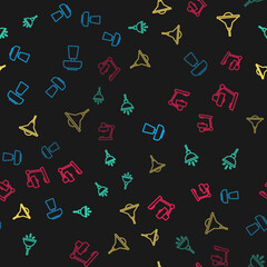 Set line Table lamp, Chandelier, and on seamless pattern. Vector.