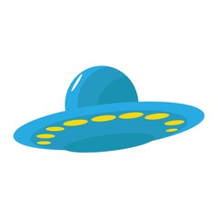 Blue UFO spaceship vector illustration on a white background