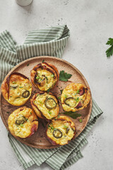 Bacon egg muffins with jalapeno, low carbs, ketogenic food