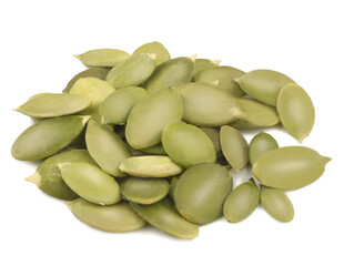 Pumpkin seeds isolated on white.