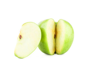 Green apple and slice isolated on a white background