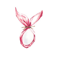 Colorful easter egg. Easter set. Watercolor illustration on white background. Cute baby rabbit egg.