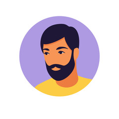 Man avatar, portrait of a young man in retro style. Portrait of a man. Minimalist. Flat. Vector illustration