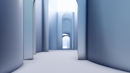 Architecture interior background empty arched pass 3d render