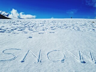 written snow in the snow