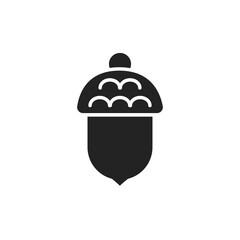 Acorn black glyph icon. Isolated vector element. Outline pictogram for web page, mobile app, promo.