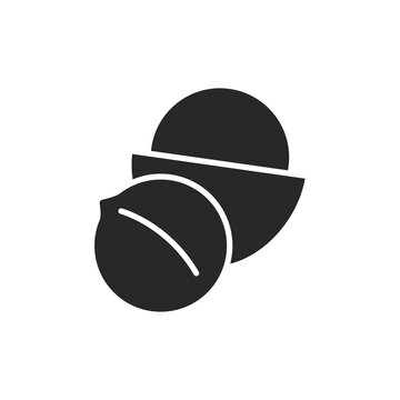 Nazel nut black glyph icon. Isolated vector element. Outline pictogram for web page, mobile app, promo.