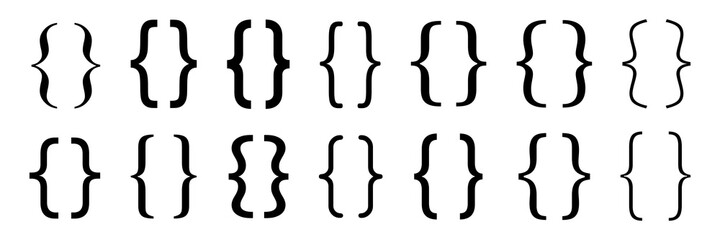 Brackets icons set. Curly brackets icons, typography. Vector illustration.