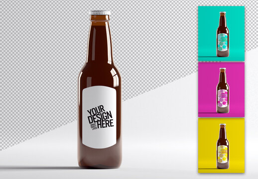 Mockup of a Glass Beer Bottle