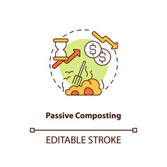 Passive composting concept icon. Composting method idea thin line illustration. Piling up organic material. Controlled decomposition. Vector isolated outline RGB color drawing. Editable stroke