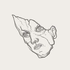 Imaginative broken head illustration