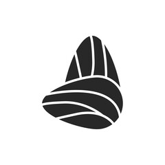 Almond black glyph icon. Isolated vector element. Outline pictogram for web page, mobile app, promo.