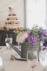 table set up at a wedding