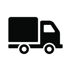 Black delivery truck icon vector isolated on white background