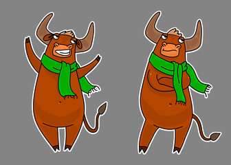 Bull cartoon on a white background. Vector illustration