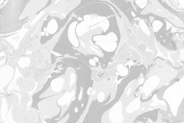 White marble ink texture on watercolor paper background. Marble gray stone image. Bath bomb effect. Psychedelic biomorphic art.
