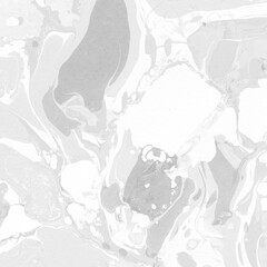 Fototapeta premium White marble ink texture on watercolor paper background. Marble gray stone image. Bath bomb effect. Psychedelic biomorphic art.