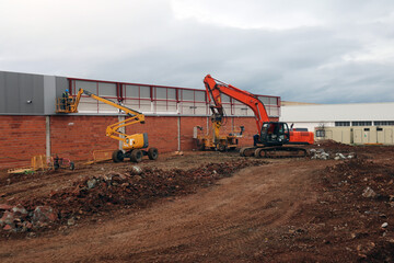 Work and construction machinery working, excavator, dumper, lifting platform