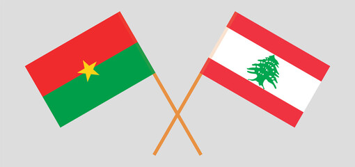 Crossed flags of Burkina Faso and the Lebanon