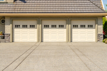 Garage door in luxury house in Vancouver, Canada.