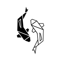 Pisces logo on white, pair of fishes top view
