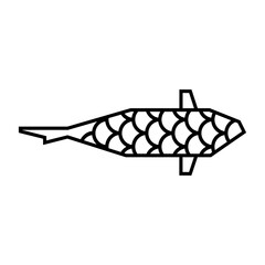 Japanese koi fish logo with scale pattern on white