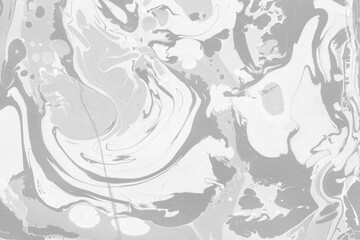 White marble ink texture on watercolor paper background. Marble gray stone image. Bath bomb effect. Psychedelic biomorphic art.
