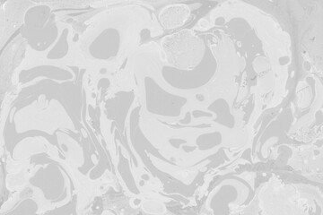 Fototapeta na wymiar White marble ink texture on watercolor paper background. Marble gray stone image. Bath bomb effect. Psychedelic biomorphic art. 