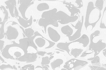 White marble ink texture on watercolor paper background. Marble gray stone image. Bath bomb effect. Psychedelic biomorphic art.
