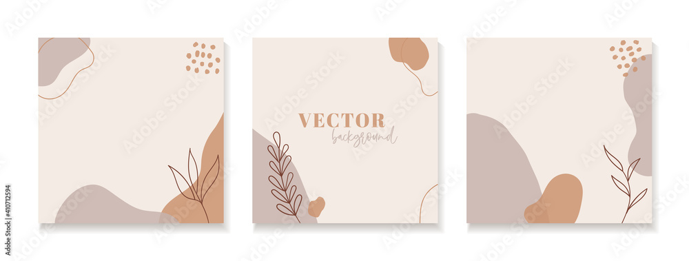 Canvas Prints set of abstract floral backgrounds for instagram posts. vector trendy minimal templates in boho styl