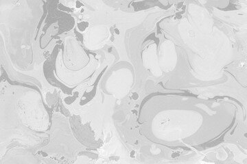 Fototapeta na wymiar White marble ink texture on watercolor paper background. Marble gray stone image. Bath bomb effect. Psychedelic biomorphic art. 