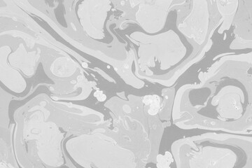 White marble ink texture on watercolor paper background. Marble gray stone image. Bath bomb effect. Psychedelic biomorphic art.
