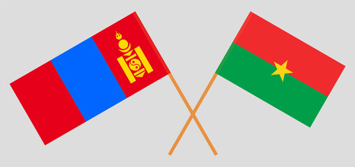 Crossed flags of Mongolia and Burkina Faso