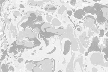 White marble ink texture on watercolor paper background. Marble gray stone image. Bath bomb effect. Psychedelic biomorphic art.
