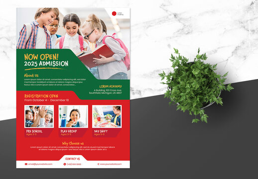 Modern Admission School Flyer with Red Accent