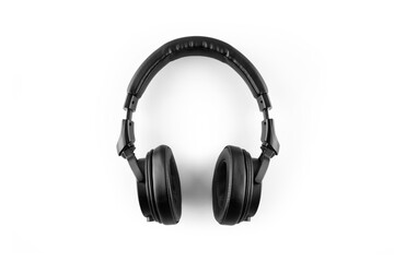 Fototapeta na wymiar Black headphones on a white background.