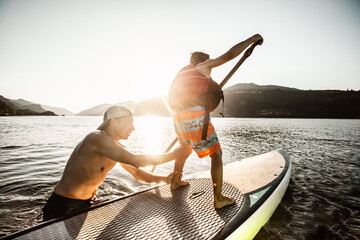 learning to paddle board 