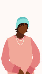 Abstract man face in a modern trendy colors, minimalism art