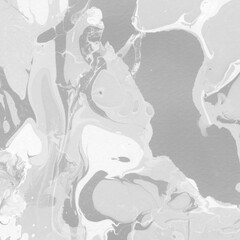 White marble ink texture on watercolor paper background. Marble gray stone image. Bath bomb effect. Psychedelic biomorphic art.