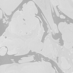 White marble ink texture on watercolor paper background. Marble gray stone image. Bath bomb effect. Psychedelic biomorphic art.