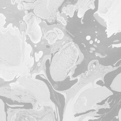 Fototapeta premium White marble ink texture on watercolor paper background. Marble gray stone image. Bath bomb effect. Psychedelic biomorphic art.