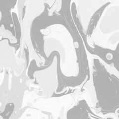 White marble ink texture on watercolor paper background. Marble gray stone image. Bath bomb effect. Psychedelic biomorphic art.