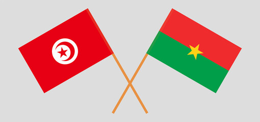 Crossed flags of Tunisia and Burkina Faso