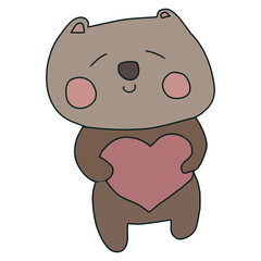 vector bear with heart brown and green