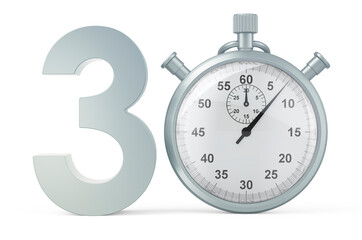 30 number with stopwatch. 3D rendering