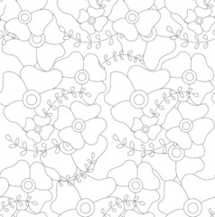 Monochrome flowers seamless pattern art design elements stock vector illustration for web, for print, for fabric print