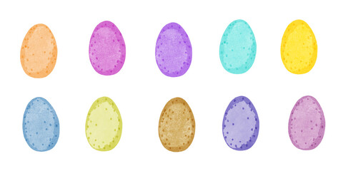 watercolor easter eggs muted colors isolated on white background