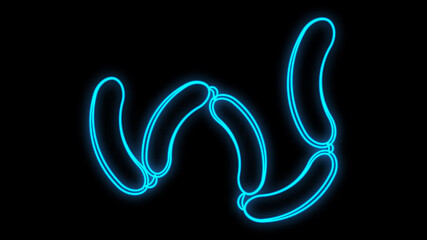 Glowing neon line Sausage icon isolated on black background. Grilled sausage and aroma sign. Colorful outline concept.